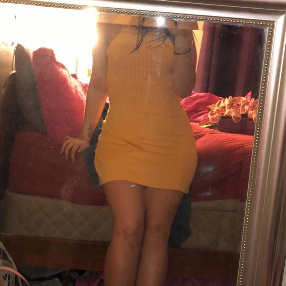 Yellow Halter Top Dress - Ribbed Cage